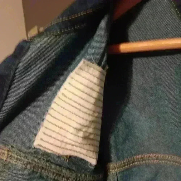 Women's Juniors XL GS 115 Acid Wash Distressed Patchwork Button Down Jean Jacket - Picture 8 of 16